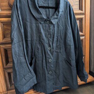 Flax Women`s 100% Linen Button Front Jacket Shirt Size 1G 18-20 XL